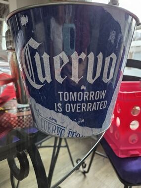 Cuervo Branded Blue Metal Beer Bucket
